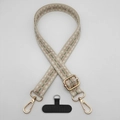 Adjustable crossbody phone strap with colorful geometric pattern and gold hooks - Beige White Pink Green
