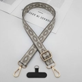 Ethnic jacquard phone strap with gold metal buckles and black connector patch details - Platinum Grey With T-Pad