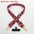 Barbie pink leopard print phone strap detail with gold adjustable buckle and hooks - Barbie Pink (Gold Hook + Gasket)