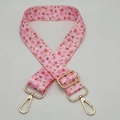 Detail of adjustable pink cherry blossom pattern bag strap with gold metal buckles - Light Pink Floral (C26)
