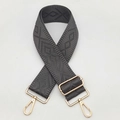 Detail of dark grey geometric woven canvas strap with adjustable golden metal buckles - Dark Gray