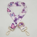 Detailansicht verstellbarer Schultergurt mit Goldmetallschnallen und Schmetterlingsdruck - Goldener Haken / Rosa & Lila Schmetterling (C23)