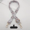 Cordon de téléphone ajustable à motif géométrique avec attaches métalliques dorées - Chevron Rose Gris Blanc (Style 2)
