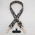 Adjustable leopard print crossbody phone lanyard with gold metal hooks and connector - Leopard Black Beige Khaki + T-Plate