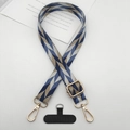 Cordon de téléphone ajustable en polyester à motif géométrique avec attaches dorées - Vague Bleu Brun Blanc (Style 3)