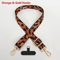 Detail of adjustable leopard print strap with gold metal hooks and black phone patch - Orange (Gold Hook + Gasket)