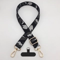 Adjustable leopard pattern phone strap with gold hooks and universal connector pad - Camouflage Dark Gray + T-Plate