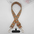 Correa étnica de rombos para móvil con enganches dorados y parche de seguridad - Rombo Naranja Gris Beige (Estilo 2)