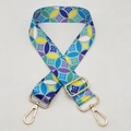 Adjustable 3.8cm wide floral woven replacement strap with gold metal buckles for handbags - Silver Hook / C30 (Geometric Floral)