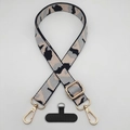 Macro shot of leopard pattern strap with golden metal hooks and adjustable buckle - Camouflage Pink Gray + T-Plate