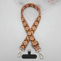 Cordón ajustable para teléfono con patrón de diamantes bohemios y clips dorados - Rombo Naranja Rosa Amarillo Blanco (Estilo 3)