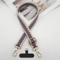 Verstelbaar telefoonkoord met etnisch geweven patroon en gouden haken voor crossbody - Paars Bruin Beige Etnisch (Stijl Vier)