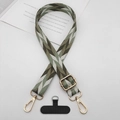 Détail d'un cordon de téléphone ajustable en polyester avec boucle dorée et languette - Vague Vert Gris Beige (Style 10)