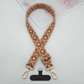 Cordón ajustable para móvil estilo boho con patrón de rombos, ganchos dorados y parche negro - Rombo Naranja Azul Cielo Beige (Estilo 4)
