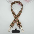 Adjustable bohemian diamond pattern phone lanyard with gold hardware and strap connector - Army Green Pink Beige Rhombus (Style 5)