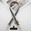 Detail of adjustable woven crossbody phone strap with black and white chevron pattern - Black White Chevron (Style 7)