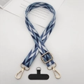 Cordon de téléphone universel avec sangle tissée géométrique bleue et boucles dorées - Diagonale Bleu Gris Blanc (Style 4)