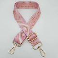 Detail of adjustable pink marble patterned handbag strap with gold metal buckles - Silver Hook / C35 (Marble Pattern)