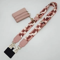 Pink marble pattern wide shoulder strap set with a three-layer zipper pouch and metal hooks - Pink Pattern + Pink Bag