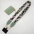 Pink leopard pattern crossbody strap with small PU pouch and gold metal hardware for bags - Cow Print + Dusty Green Bag