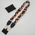 Universal animal print crossbody strap with black mini pouch and gold hardware parts - Black Beige Brown Leopard + Black Bag