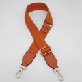 Bandoulière large réglable avec motif géométrique orange et fermoirs mousquetons dorés - Orange + Cuir Orange