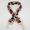 Adjustable wide replacement shoulder strap with orange animal print and golden buckles - Orange Black White Animal (C38)