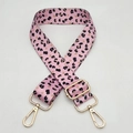 Breiter rosa Taschengurt mit Leopardenmuster, goldener Hardware und verstellbar - Silberner Haken / Rosa Leopard (C39)