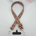 Ethnic rhombus pattern phone crossbody strap with adjustable golden buckle and clip - Ginger Blue Maroon Rhombus (Style 9)