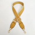 Detail of wide yellow woven replacement strap with gold lobster clasps and leather ends - Yellow + Yellow Leather