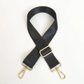 Adjustable black nylon shoulder strap with gold metal buckles for crossbody and laptop bags - Black with Gold Hardware