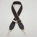Adjustable canvas shoulder strap with brown fabric, beige edges and gold hardware - Coffee with Beige Edge