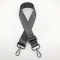 Macro shot of dark grey nylon shoulder strap with adjustable gunmetal swivel hooks - Dark Gray + Gunmetal Hook