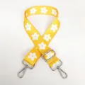 Detail of adjustable yellow floral replacement strap with silver metal swivel hooks - Yellow Flower / Silver