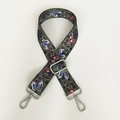Detailed view of adjustable wide canvas bag strap with colorful butterfly patterns - Butterfly Print With Silver Hook