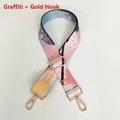 Close-up of adjustable graffiti style shoulder strap with high-gloss gold metal hooks - Graffiti Style (Gold Hook)
