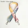 Detail of adjustable woven bag strap featuring colorful graffiti patterns and silver metal clips - Graffiti Style (Silver Hook)