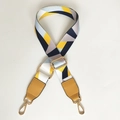 Adjustable colorful geometric patterned wide shoulder strap for cross-body handbags with gold hooks - Yellow Patchwork + Yellow Leather