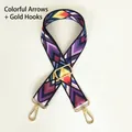 Detail of colorful geometric arrow pattern strap with gold metal hooks and buckle - Colorful Arrow (Gold Hook)