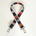 Close-up of adjustable wide shoulder strap with silver metal hooks and zigzag pattern - Colorful Wave (Silver Hook)