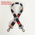 Detail view of colorful wave pattern adjustable shoulder strap with gunmetal swivel hooks - Colorful Wave (Gunmetal Hook)