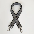 Adjustable black and white chevron embroidered strap with gunmetal hardware swivel hooks - Silver Arrow & Gunmetal Hook