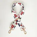 Close-up of adjustable wide woven shoulder strap with nautical geometric patterns - Windmill Pattern (Gold Hook)