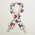 Adjustable wide woven bag strap with colorful windmill prints and silver metal hooks - Windmill Pattern (Silver Hook)