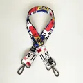 Detail of adjustable wide shoulder strap with colorful graffiti print and gunmetal lobster hooks - Graffiti Letters (Gunmetal Hook)