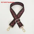Detail of vintage ethnic geometric pattern bag strap with polished gold hardware - Length approx. 130cm / A2 Multicolor Pattern With Gold Hardware