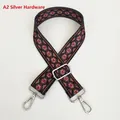 Close-up of vintage geometric weaving guitar strap with silver metal lobster clasps - Length approx. 130cm / A2 Multicolor Pattern With Silver Hardware