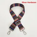 Detail of A3 silver metal buckle and colorful striped adjustable woven shoulder strap - Length approx. 130cm / A3 Multicolor Pattern With Silver Hardware