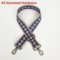 Close-up of adjustable woven strap with ethnic geometric patterns and gunmetal hardware - Length approx. 130cm / A5 Multicolor Pattern With Gunmetal Hardware