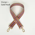 Dettaglio tracolla regolabile ricamata geometrica arancio e viola con ganci dorati - Gancio Argentato / Strisce Arancione Viola